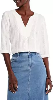 Топ NIC+ZOE Angled Lace Top, цвет Milk White