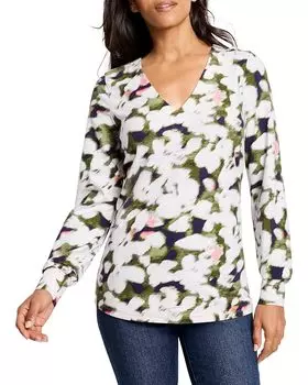 Топ NIC+ZOE Blurred Petals Top, цвет Green Multi