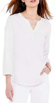 Топ NIC+ZOE Bracelet Sleeve Henley, цвет Paper White