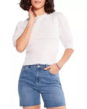 Топ NIC+ZOE Cotton Lawn Smocked, цвет Paper White