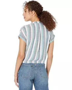 Топ NIC+ZOE Horizon Stripe Tie Front Top, синий мульти