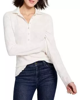 Топ NIC+ZOE Lace Knit Collared Top, цвет Classic Cream