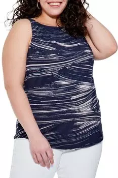 Топ NIC+ZOE Plus Size Brushed Waves Tank, цвет Indigo Multi