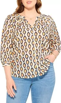 Топ NIC+ZOE Plus Size Falling Diamonds Top, цвет Orange Multi