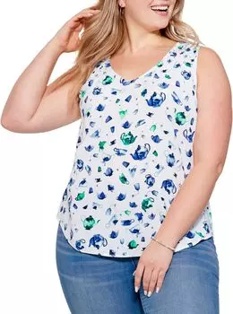 Топ NIC+ZOE Plus Size Garden Party Tank, цвет Green Multi