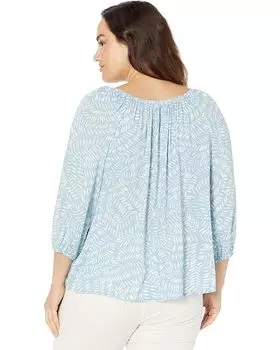 Топ NIC+ZOE Plus Size In Stitches Top, синий мульти
