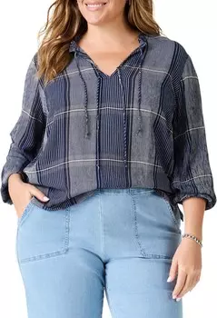 Топ NIC+ZOE Plus Size Line It Up Top, цвет Indigo Multi