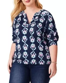 Топ NIC+ZOE Plus Size Ocean Batik, цвет Indigo Multi