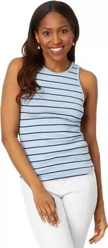 Топ NIC+ZOE Wide Stripe Rib Knit High Neck Tank, цвет Blue Multi