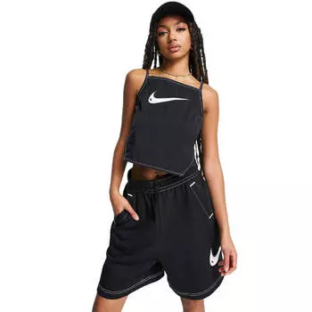 Топ Nike Swoosh Cropped Ruched Backstrap Cami, черный
