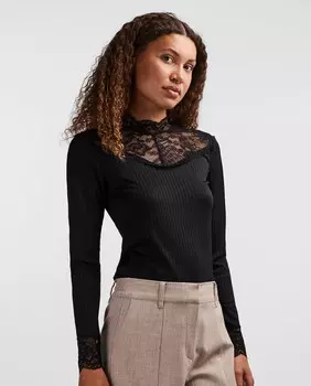 Топ нижнего белья с длинными рукавами Yas, черный