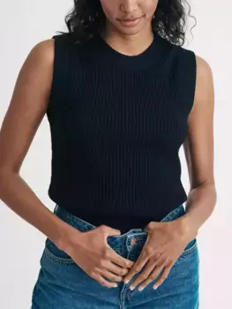 Топ Nobody's Child Crew Neck Ribbed Organic Cotton Blend Knit, черный