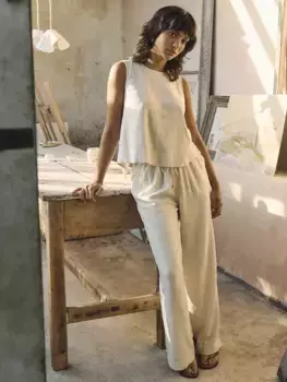 Топ Nobody's Child Stirling Linen Blend Tank, кремовый