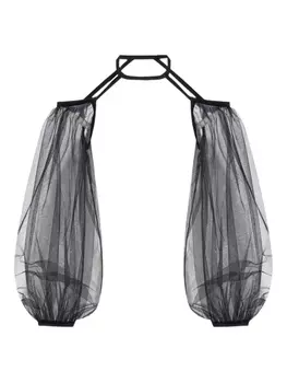 Топ Noir Kei Ninomiya tulle-panels sleeves, черный