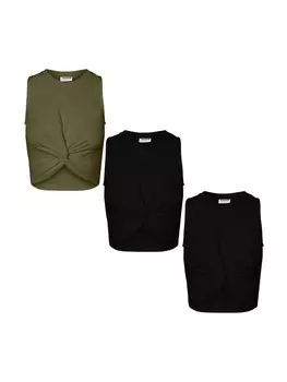 Топ Noisy may 3er Set Crop, цвет schwarz-khaki