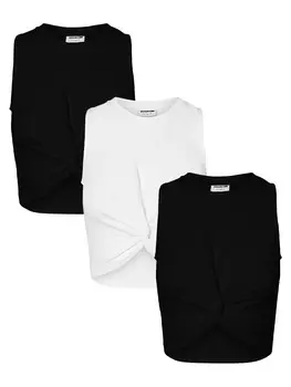 Топ Noisy may 3er Set Crop, цвет schwarz-wei