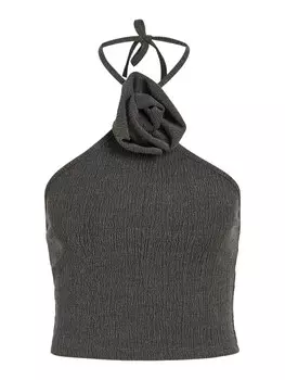 Топ Noisy may Eng anliegend Schluppenkragen rmellos verkrzt, серый