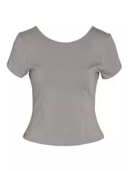 Топ Noisy may enger Schnitt Rundhals Kappenrmel, серый