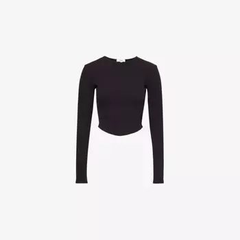 Топ Nova из органического хлопка с длинными рукавами и трикотажем Agolde, черный