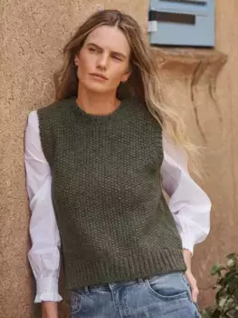 Топ NRBY Mariah Moss Stitch Wool Blend Tank, хаки