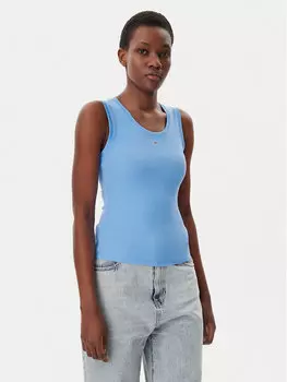Топ облегающего кроя Essential DW0DW20673 Tommy Jeans, голубой