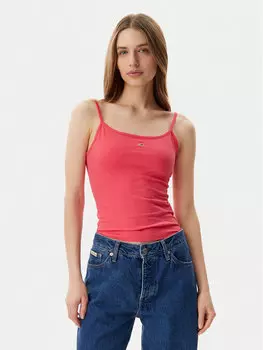 Топ облегающего кроя Essential DW0DW20675 Tommy Jeans, розовый