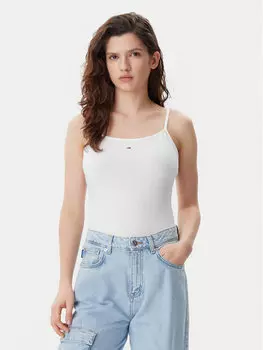 Топ облегающего кроя Essential DW0DW20675 Tommy Jeans, экрю