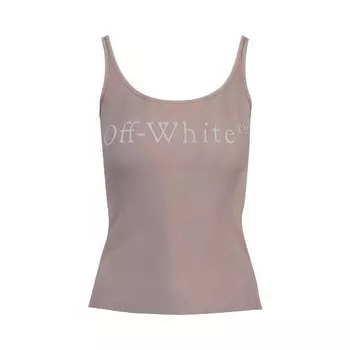 Топ Off-White Logo Printed Straight Hem Tank Top, бежевый