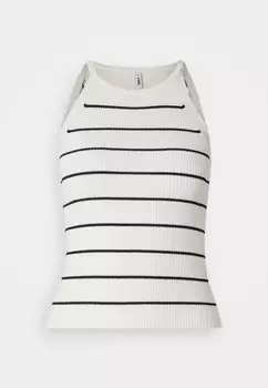 Топ ONLGEMMA SCALLOP STRIPE O NECK ONLY, кремовый