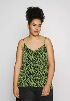Топ ONLY Carmakoma, черный/зеленый