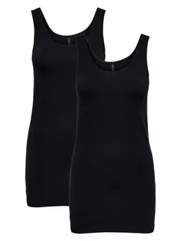 Топ ONLY Long Tank 2 er Stck Pack Basic Shirt Set ONLLIVE, цвет schwarz-schwarz