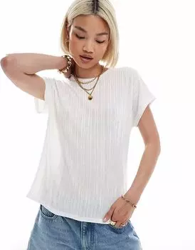 Топ ONLY ribbed textured top in white