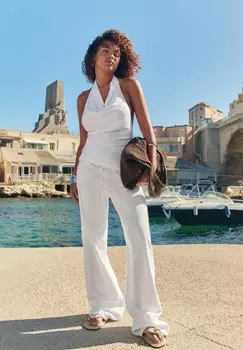 Топ OPEN BACK HALTER PULL&BEAR, белый