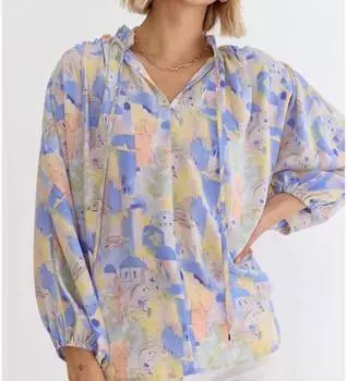 Топ острова Санторини в синем цвете Multi entro