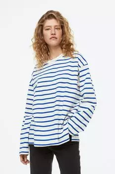 Топ оверсайз из джерси H&amp;M, белый/полосатый