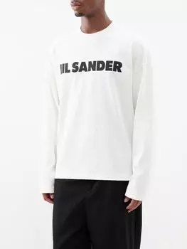 Топ оверсайз из хлопкового джерси с логотипом Jil Sander, белый