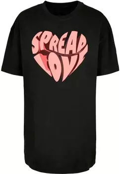 Топ оверсайз Merchcode Oversized Shirt Hugs & Love - Spread Love, черный