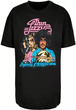 Топ оверсайз Merchcode Oversized Shirt Thin Lizzy - Album Tracklisting, черный