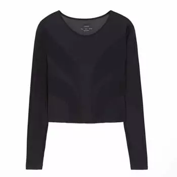 Топ Oysho Long-sleeved Sheers, черный