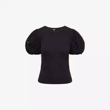 Топ Paige Marina с вышитыми рукавами, черный
