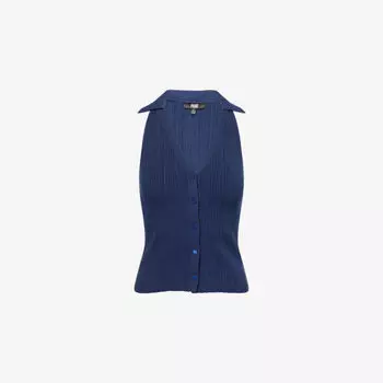 Топ Paige Noellia хлопковый трикотажный на пуговицах, синий