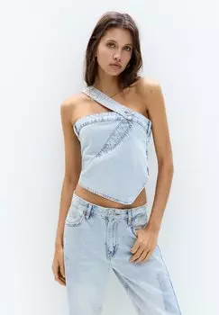 Топ PATCHWORK - Blouse PULL&BEAR, цвет Light Blue Denim