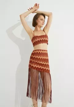 Топ PATTERNED CROP TANK Koton, коричневый