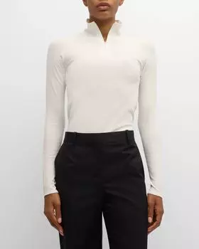 Топ Patti с молнией четверти и длинными рукавами THE ROW, цвет White