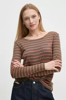 Топ Pepe Jeans с длинными рукавами из хлопка FINNA, зеленый