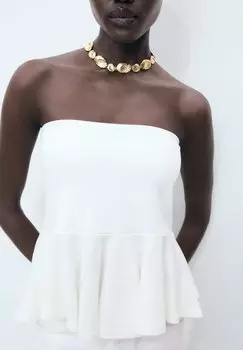 Топ PEPLUM BANDEAU Mango, белый