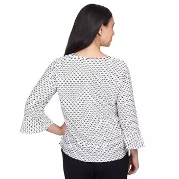 Топ Petite Alfred Dunner с сращенными текстурными рукавами и развевающимися рукавами Alfred Dunner