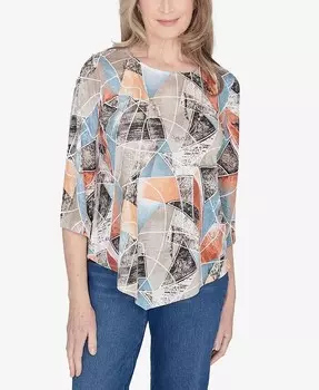 Топ Petite Classics из витражного стекла Sharkbite Alfred Dunner, мультиколор