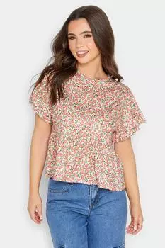 Топ Petite Ditsy с баской и цветочным принтом PixieGirl, розовый