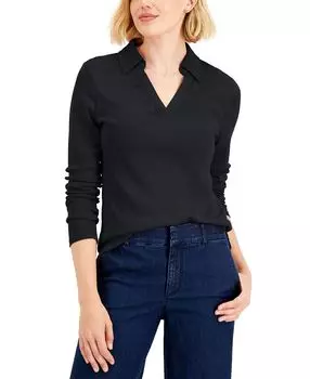 Топ petite johnny с воротником, созданный для macy's Charter Club, мульти